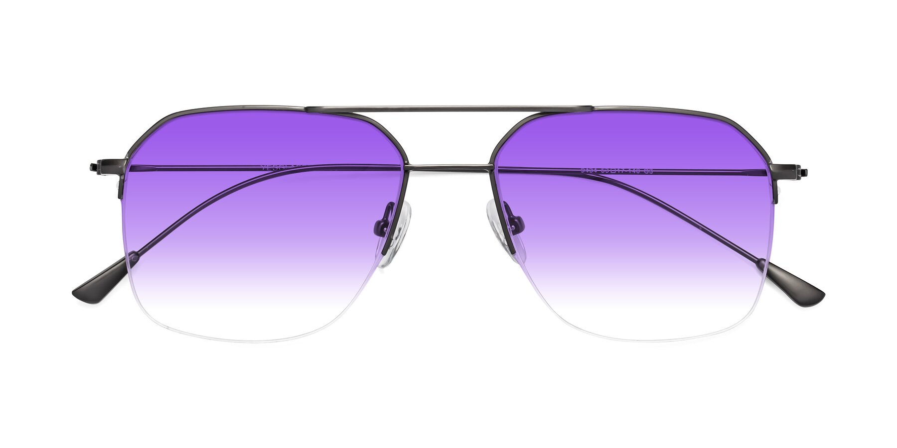 Folded Front of Largo in Gunmetal with Purple Gradient Lenses