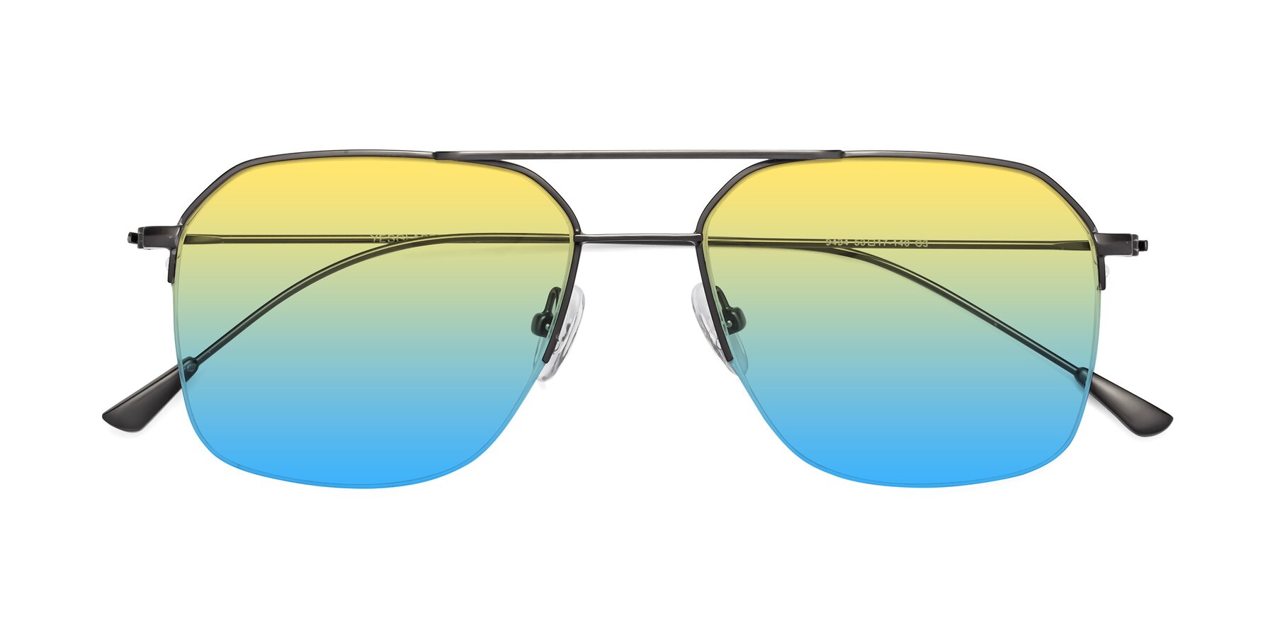 Folded Front of Largo in Gunmetal with Yellow / Blue Gradient Lenses