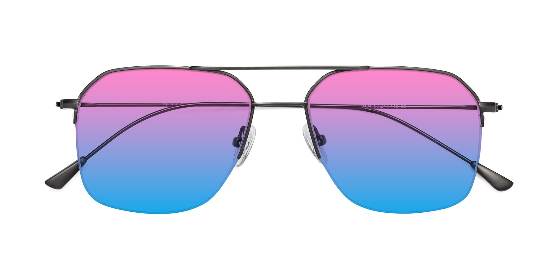 Folded Front of Largo in Gunmetal with Pink / Blue Gradient Lenses