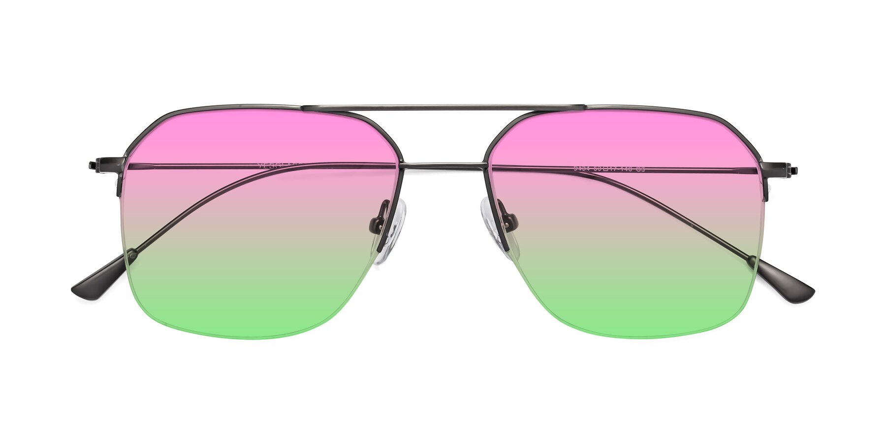 Folded Front of Largo in Gunmetal with Pink / Green Gradient Lenses