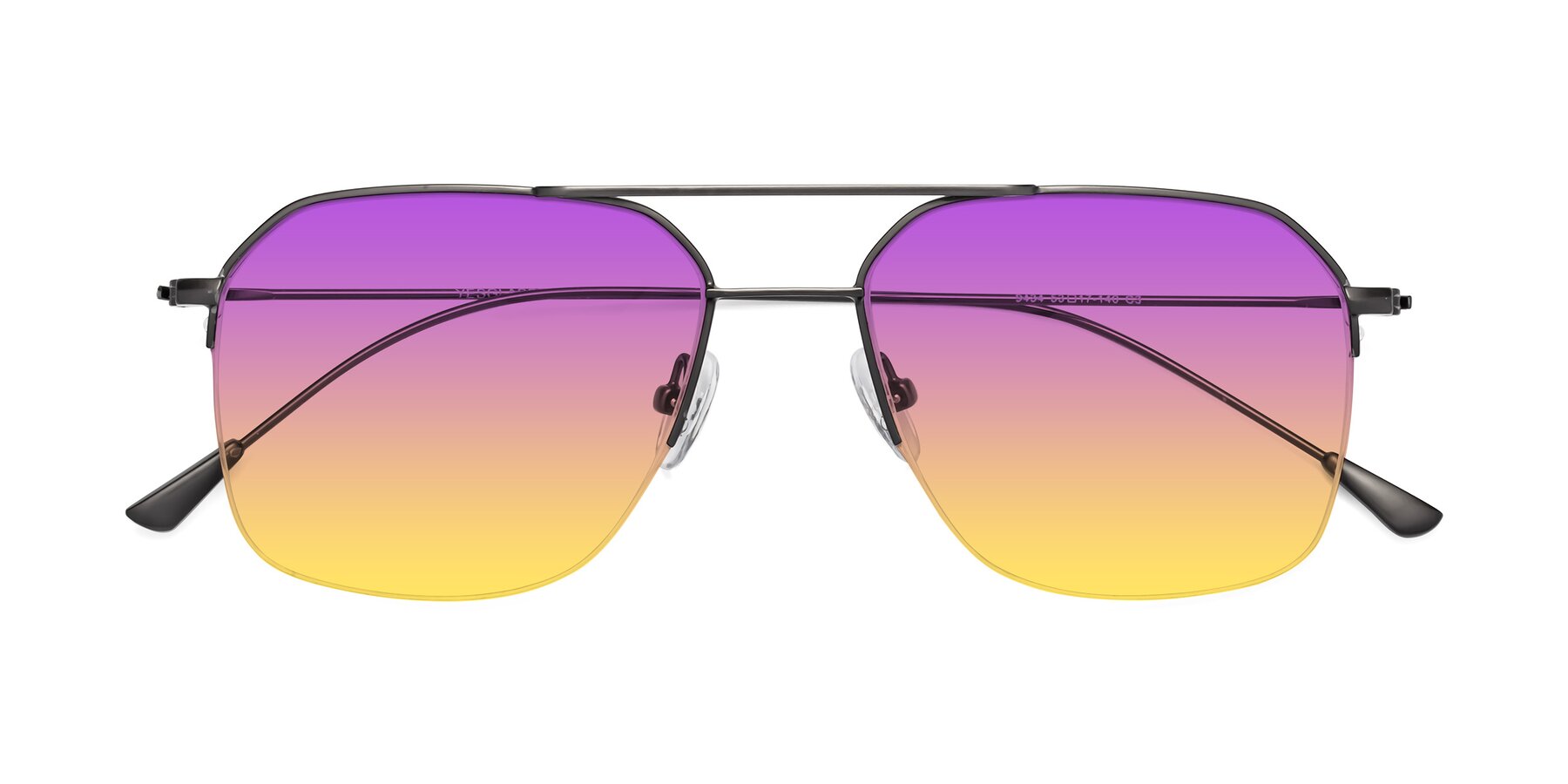 Folded Front of Largo in Gunmetal with Purple / Yellow Gradient Lenses