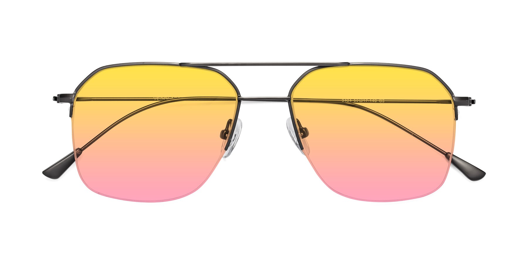 Folded Front of Largo in Gunmetal with Yellow / Pink Gradient Lenses