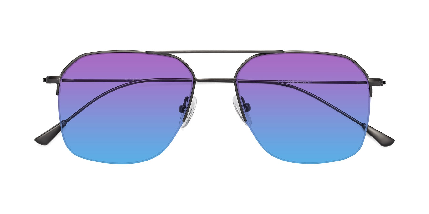 Folded Front of Largo in Gunmetal with Purple / Blue Gradient Lenses