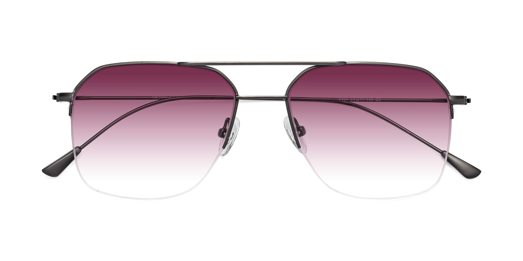 Folded Front of Largo in Gunmetal with Wine Gradient Lenses