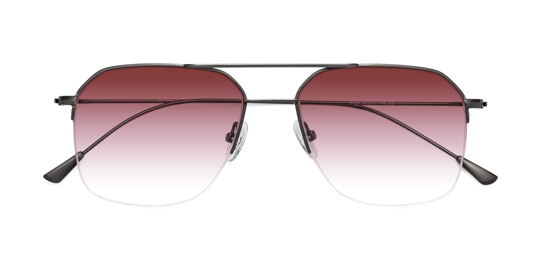 Folded Front of Largo in Gunmetal with Garnet Gradient Lenses