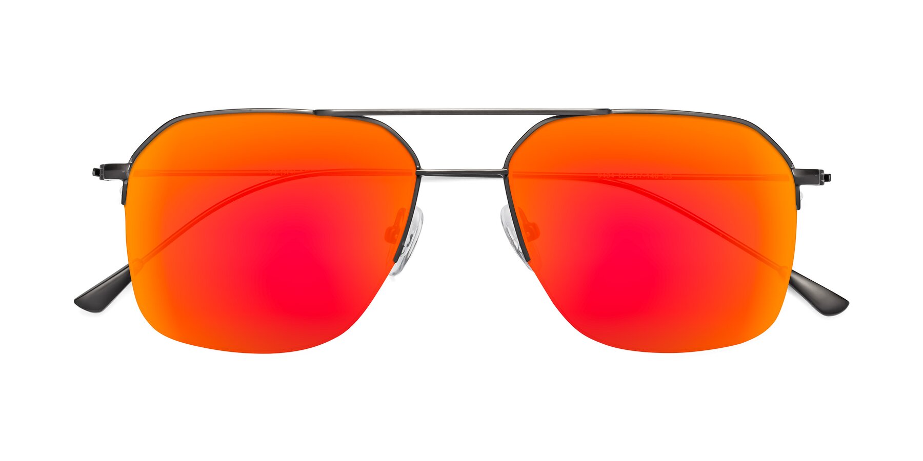 Folded Front of Largo in Gunmetal with Red Gold Mirrored Lenses