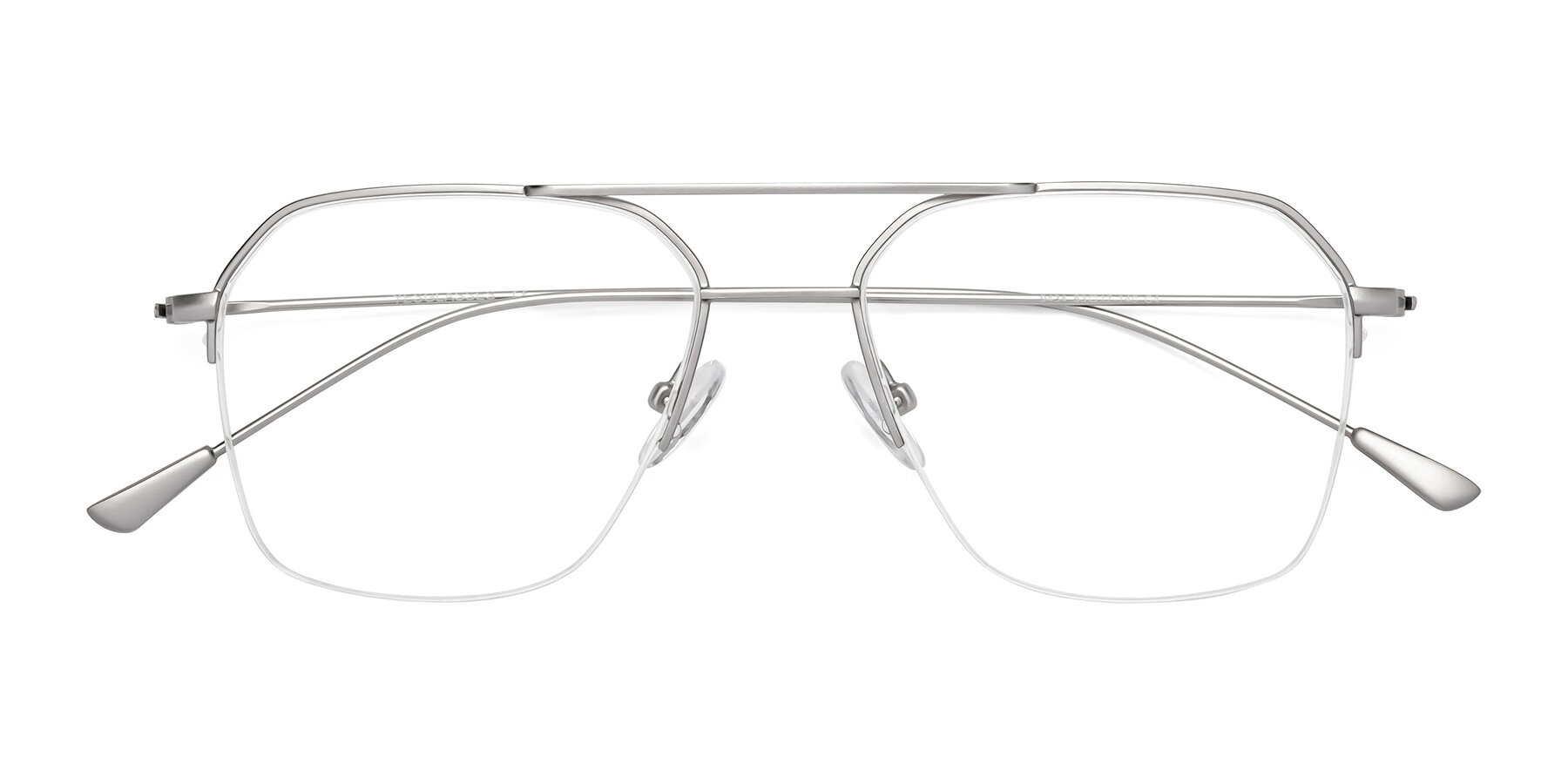 Folded Front of Largo in Silver with Clear Eyeglass Lenses