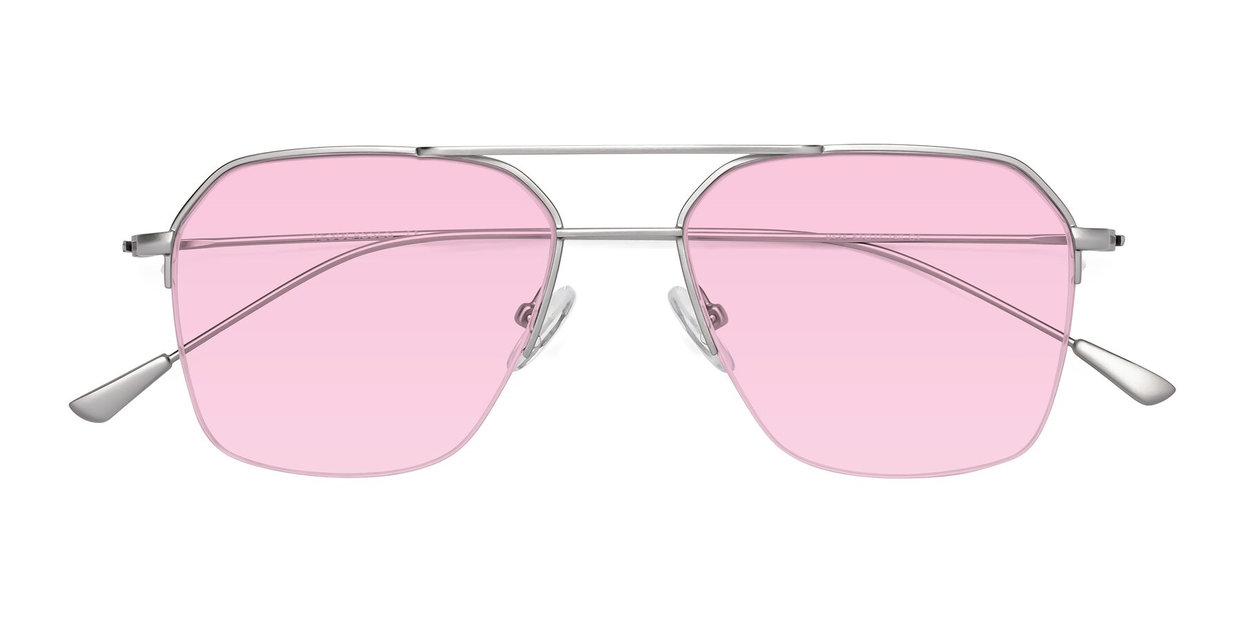 Folded Front of Largo in Silver with Light Pink Tinted Lenses