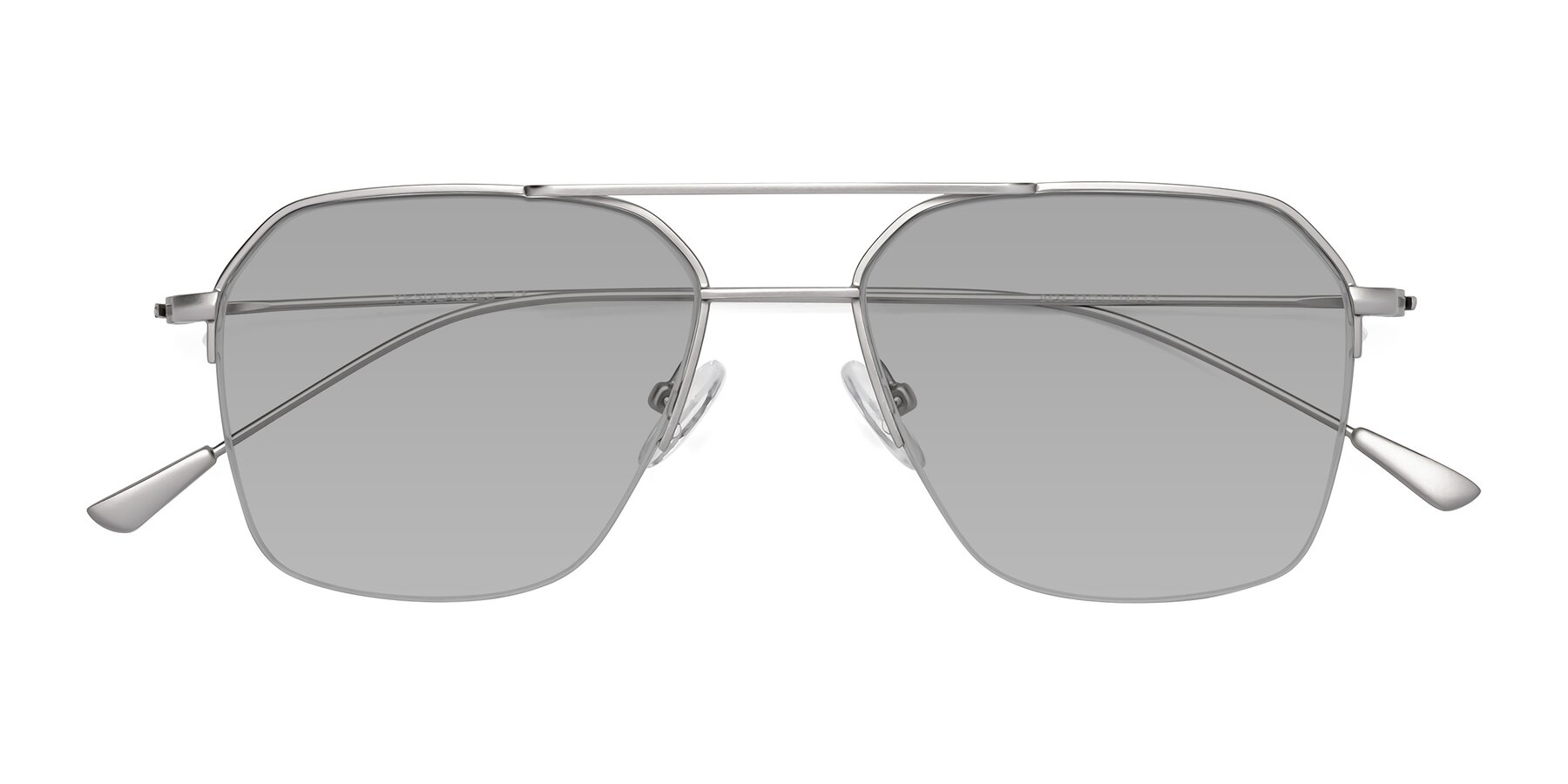 Folded Front of Largo in Silver with Light Gray Tinted Lenses