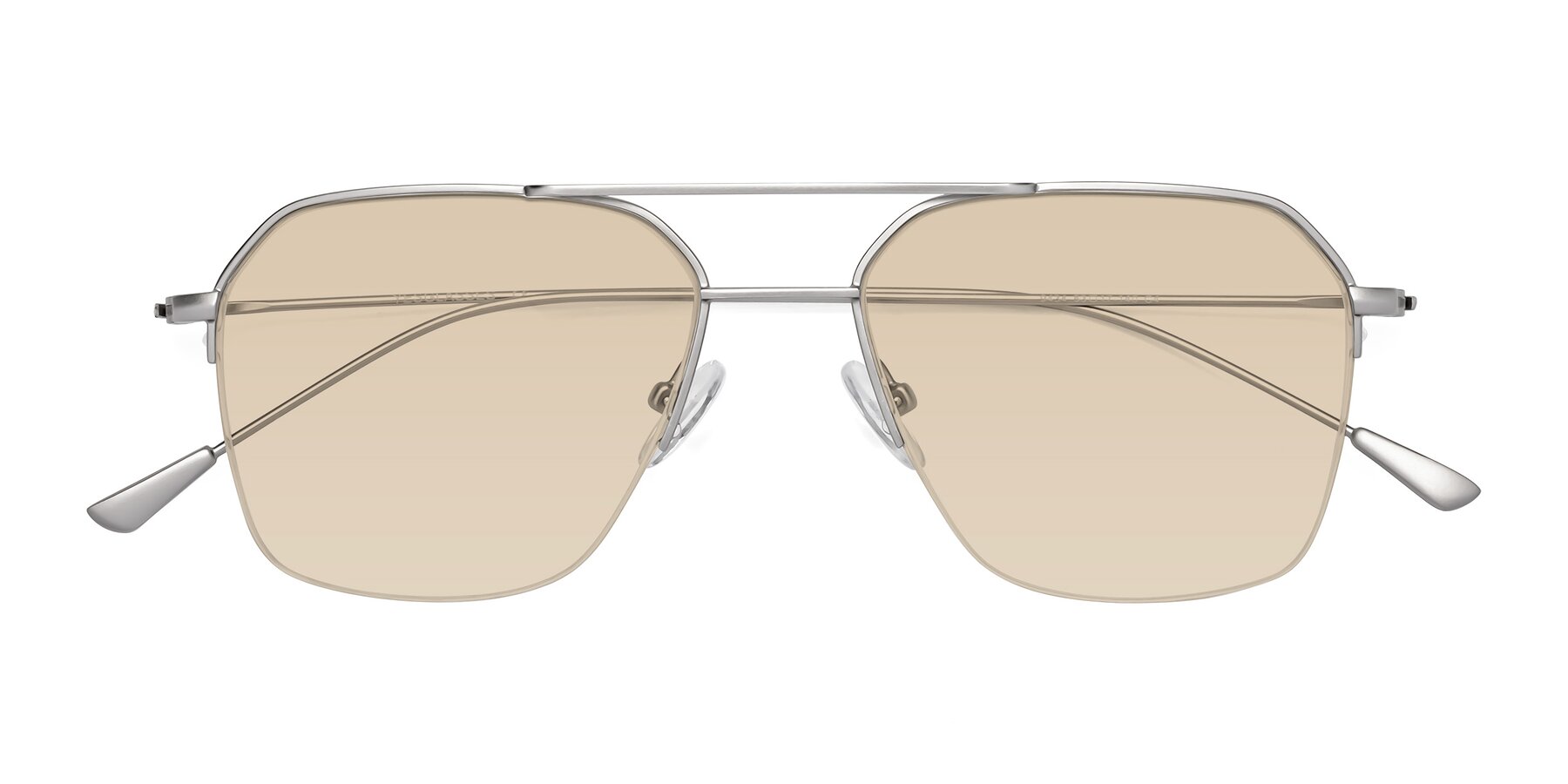 Folded Front of Largo in Silver with Light Brown Tinted Lenses