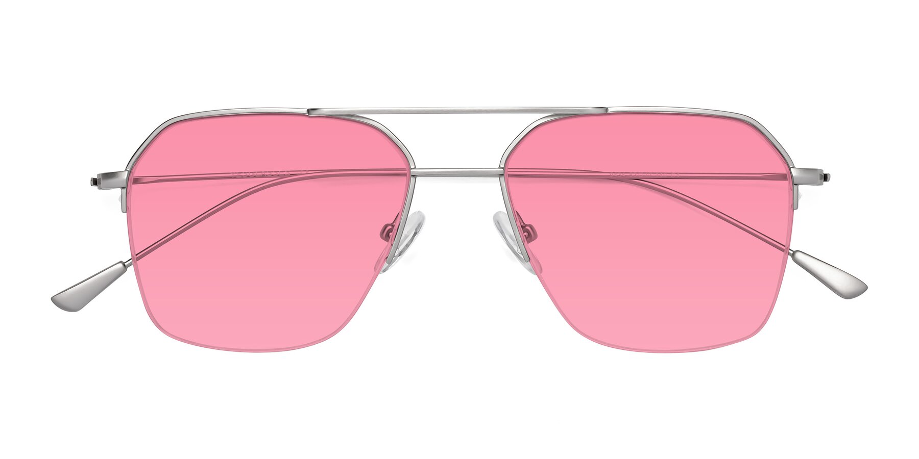 Folded Front of Largo in Silver with Pink Tinted Lenses