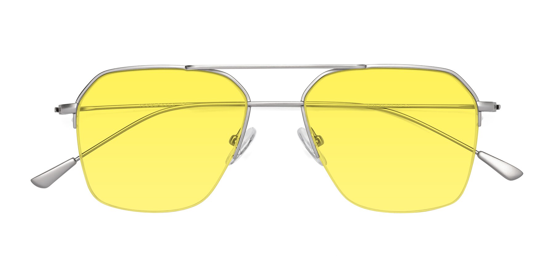 Folded Front of Largo in Silver with Medium Yellow Tinted Lenses