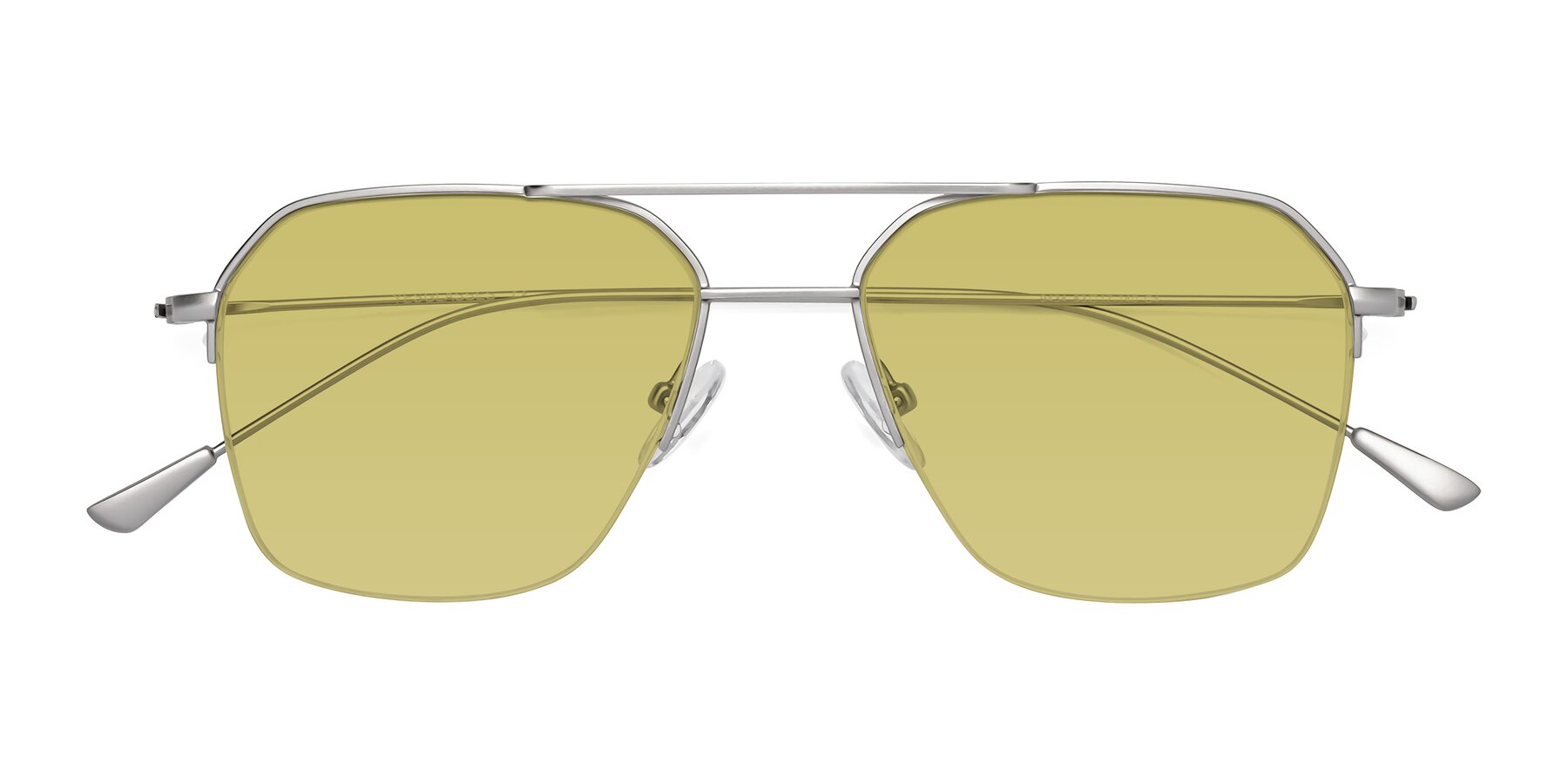 Folded Front of Largo in Silver with Medium Champagne Tinted Lenses