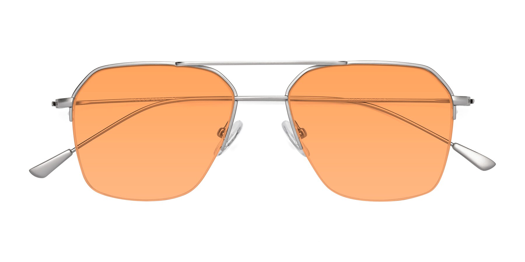Folded Front of Largo in Silver with Medium Orange Tinted Lenses