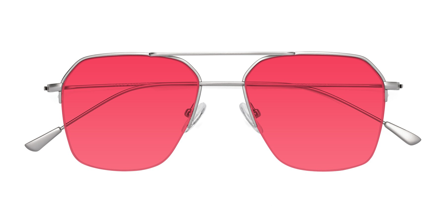 Folded Front of Largo in Silver with Red Tinted Lenses