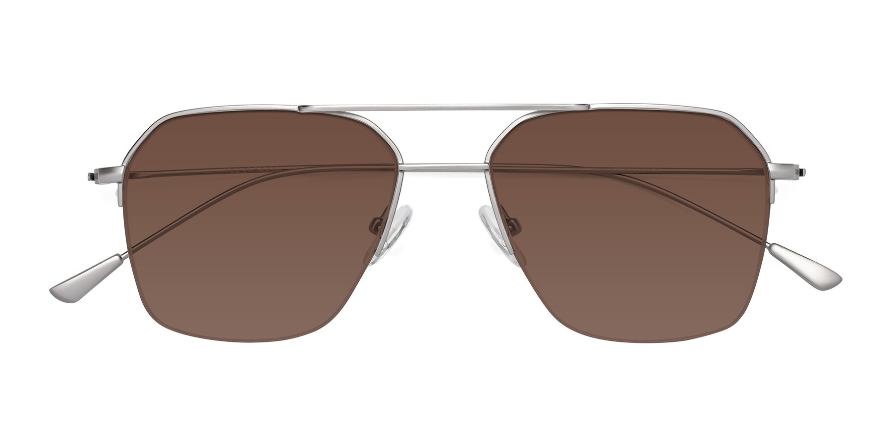 Folded Front of Largo in Silver with Brown Tinted Lenses