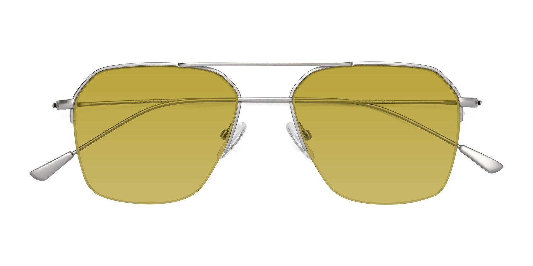 Folded Front of Largo in Silver with Champagne Tinted Lenses