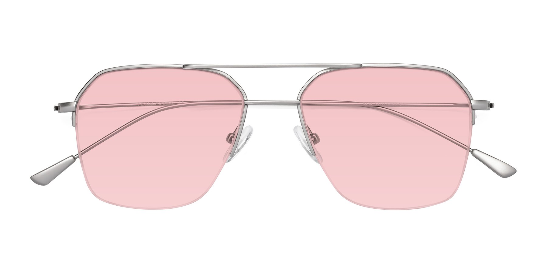 Folded Front of Largo in Silver with Light Garnet Tinted Lenses