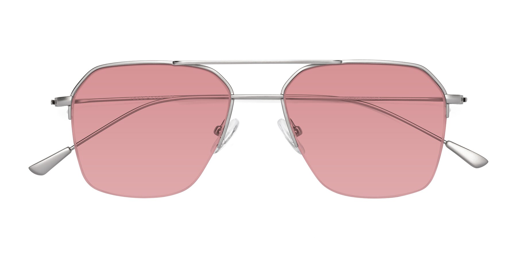 Folded Front of Largo in Silver with Medium Garnet Tinted Lenses