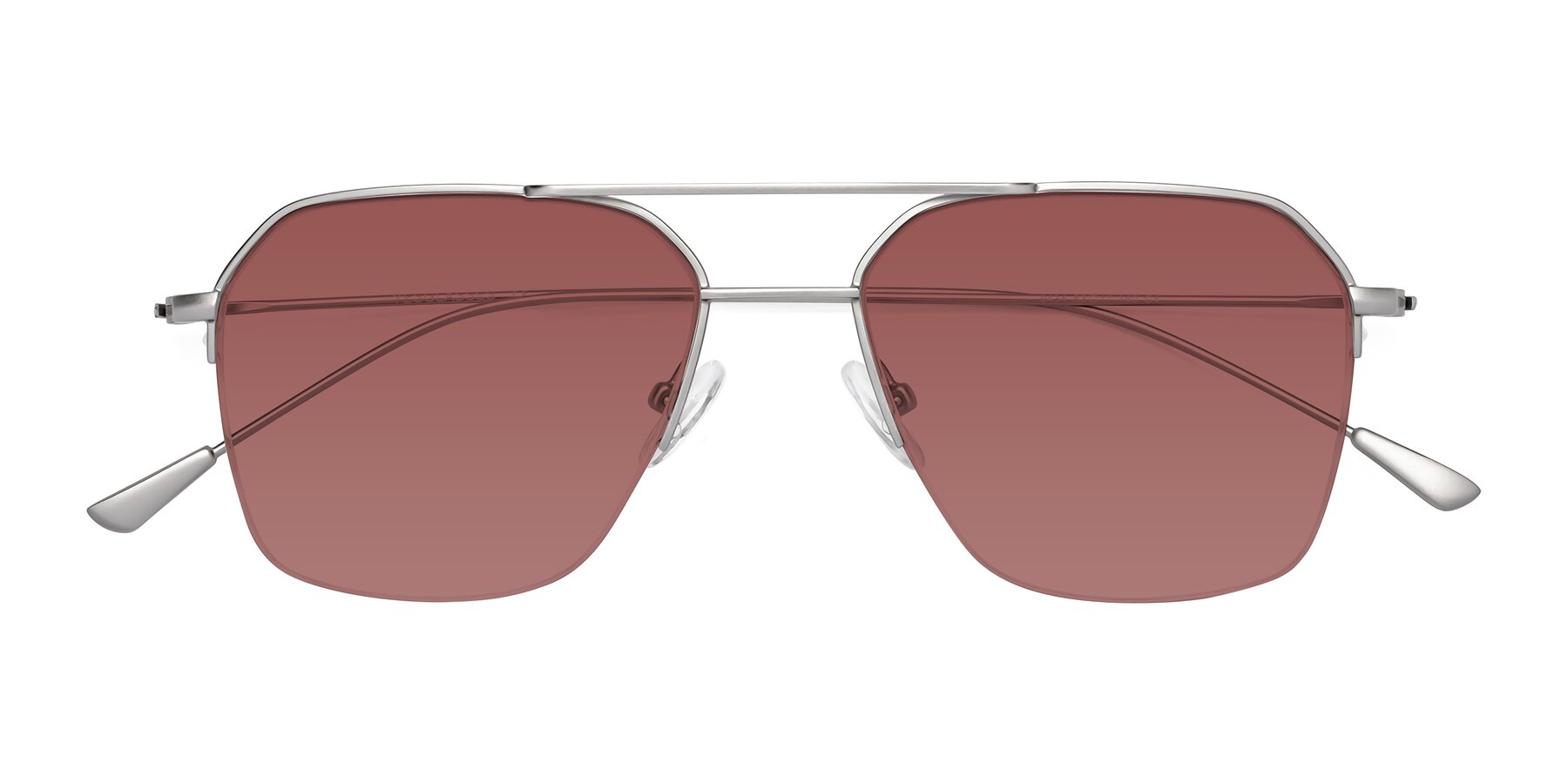 Folded Front of Largo in Silver with Garnet Tinted Lenses