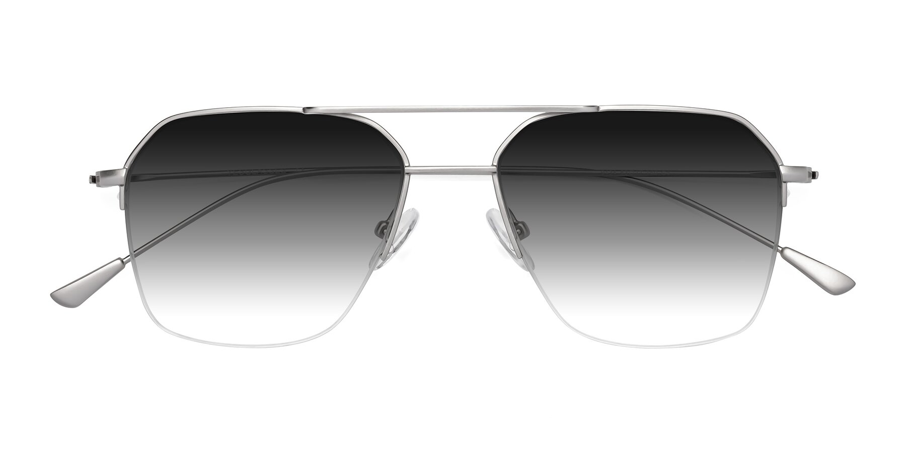 Folded Front of Largo in Silver with Gray Gradient Lenses