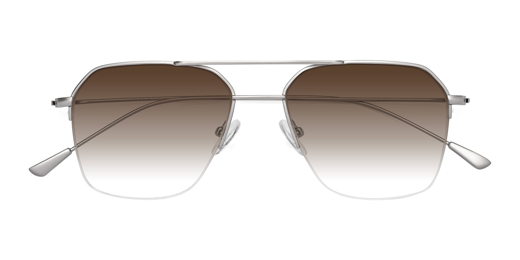 Folded Front of Largo in Silver with Brown Gradient Lenses