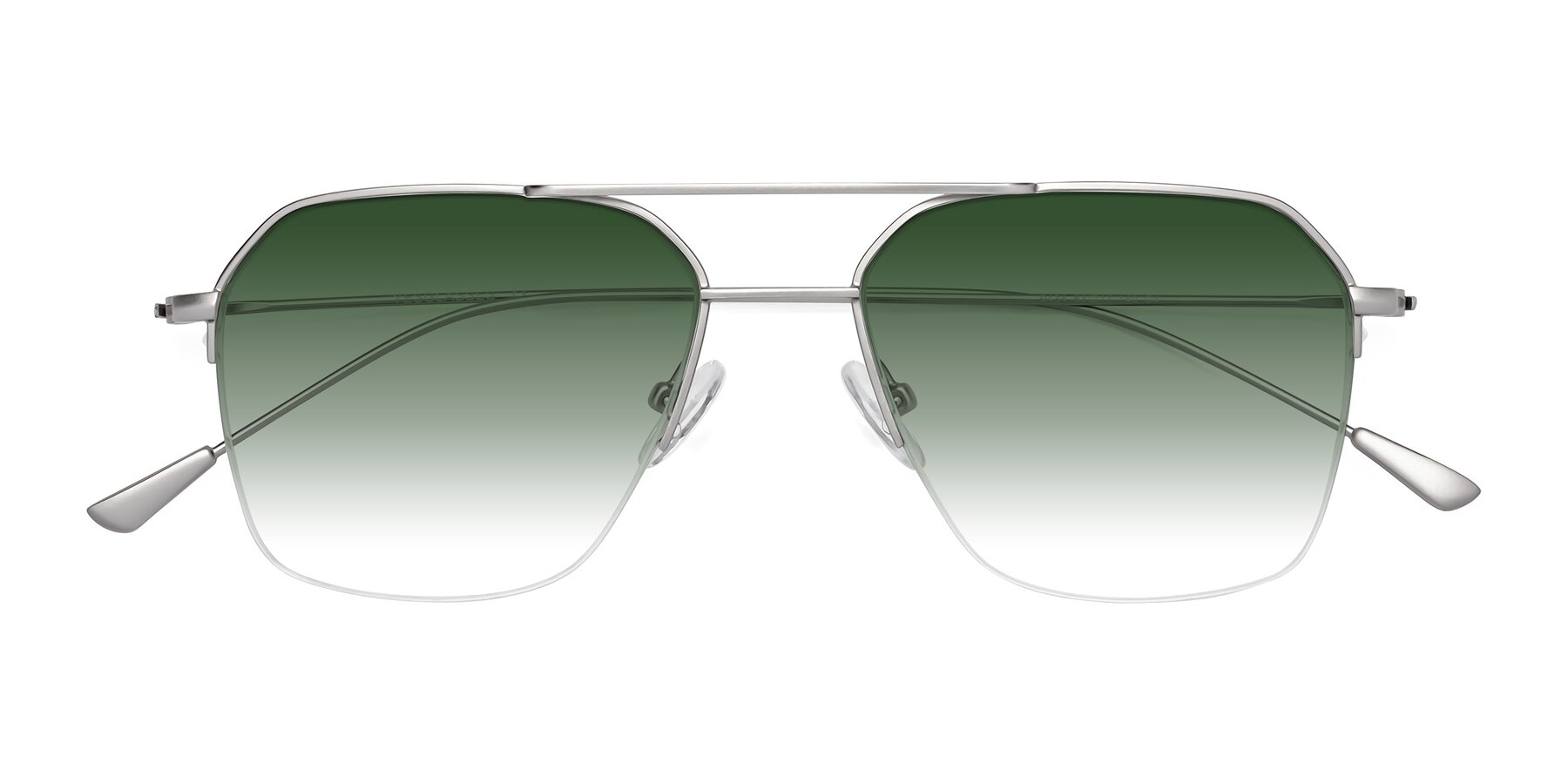 Folded Front of Largo in Silver with Green Gradient Lenses