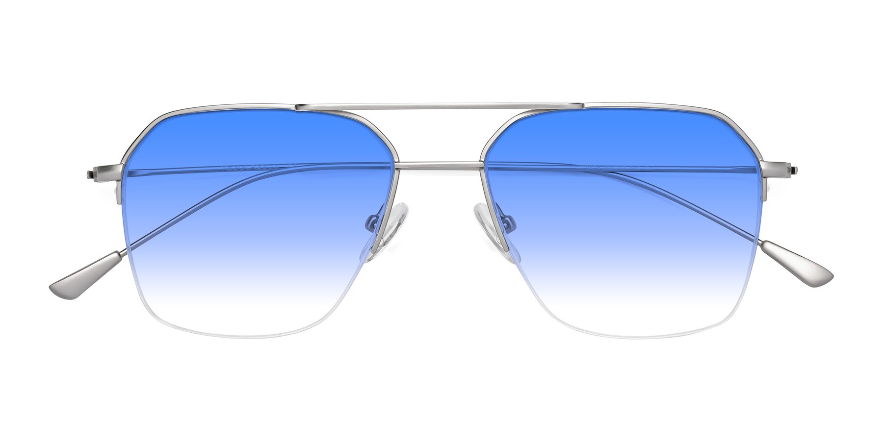 Folded Front of Largo in Silver with Blue Gradient Lenses
