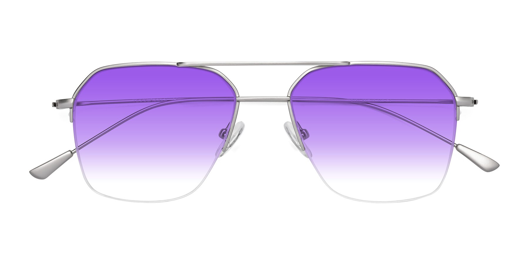 Folded Front of Largo in Silver with Purple Gradient Lenses