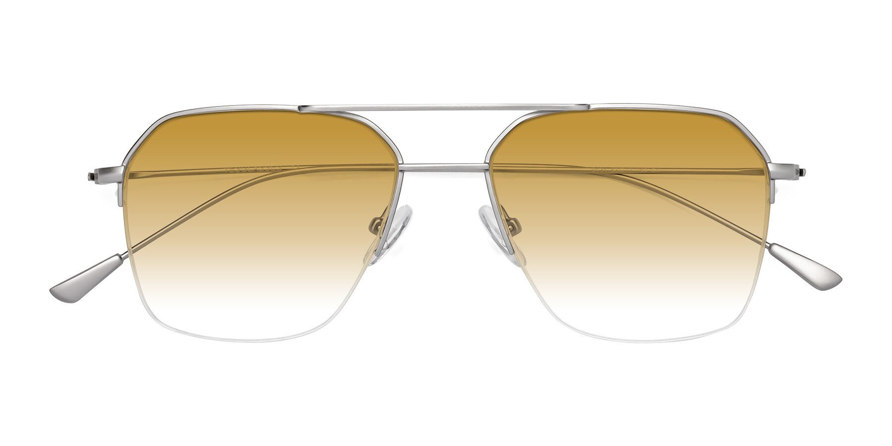 Folded Front of Largo in Silver with Champagne Gradient Lenses