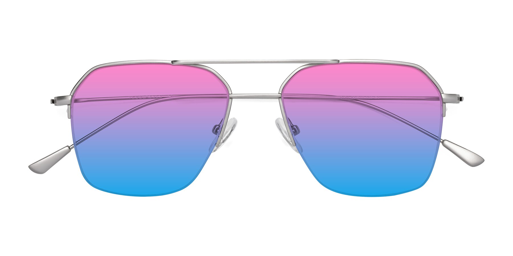 Folded Front of Largo in Silver with Pink / Blue Gradient Lenses