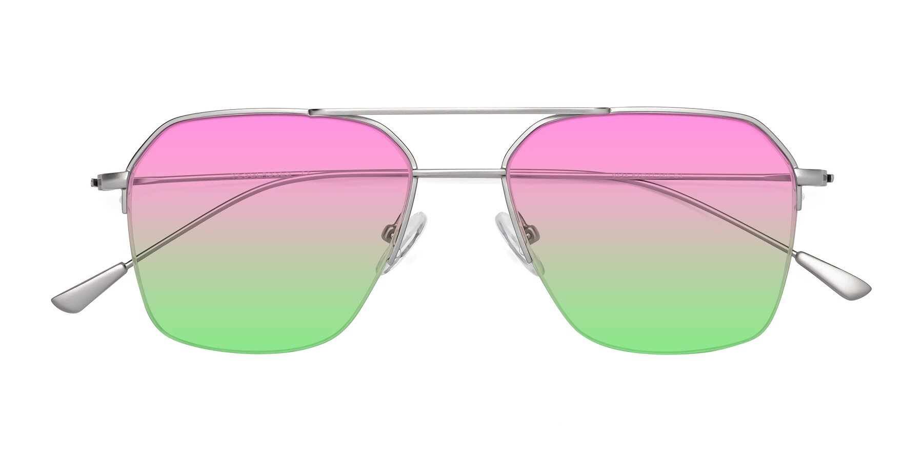 Folded Front of Largo in Silver with Pink / Green Gradient Lenses