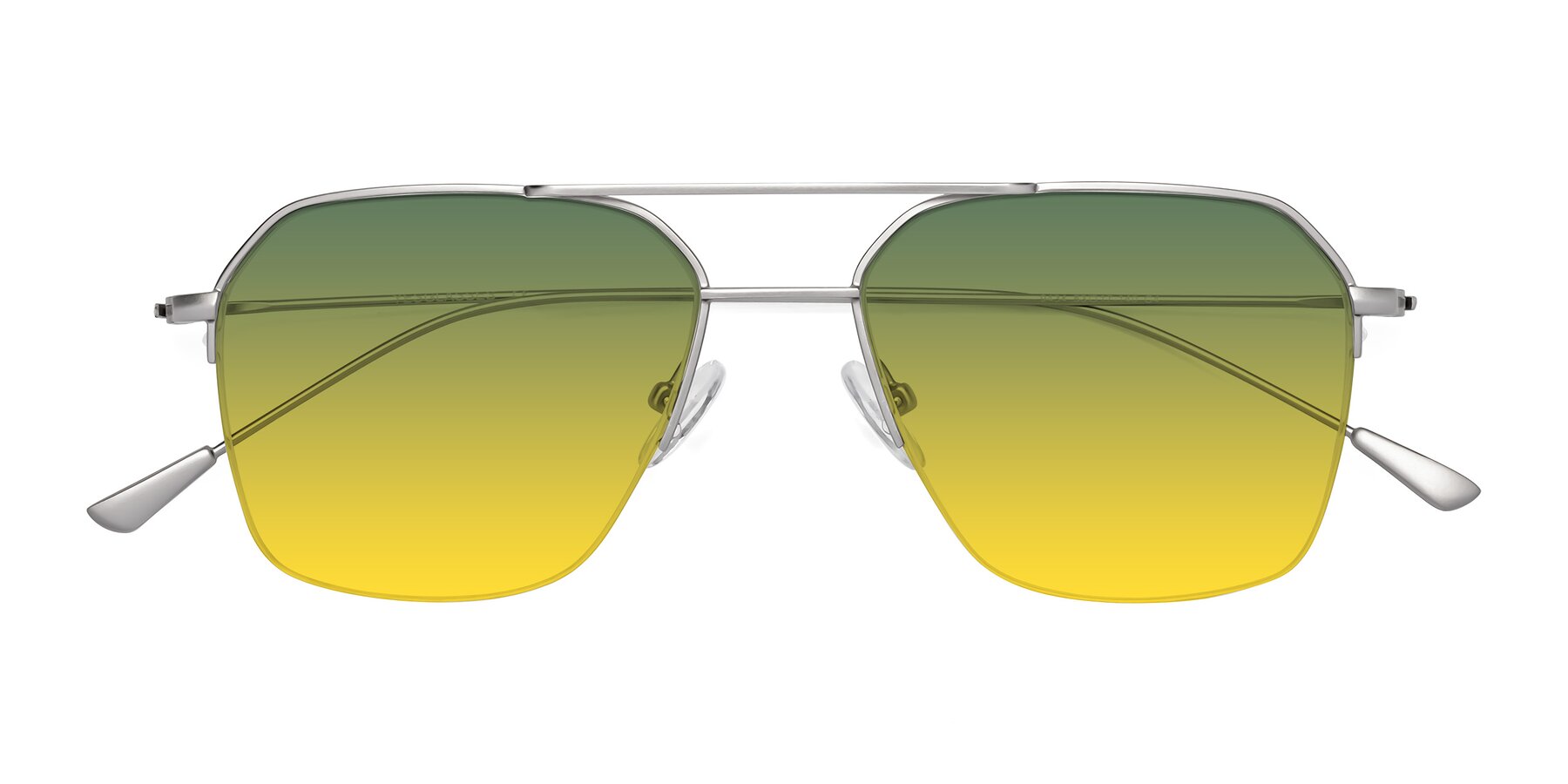 Folded Front of Largo in Silver with Green / Yellow Gradient Lenses