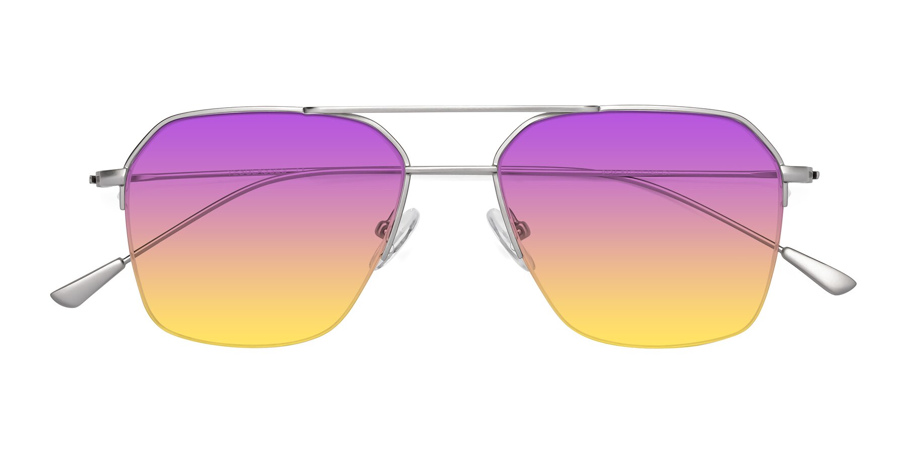 Folded Front of Largo in Silver with Purple / Yellow Gradient Lenses