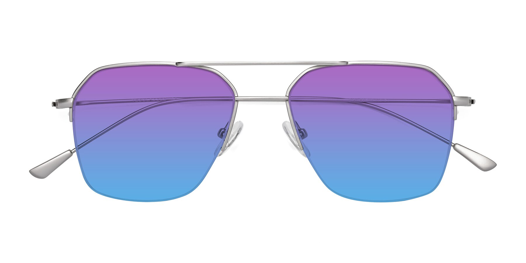 Folded Front of Largo in Silver with Purple / Blue Gradient Lenses