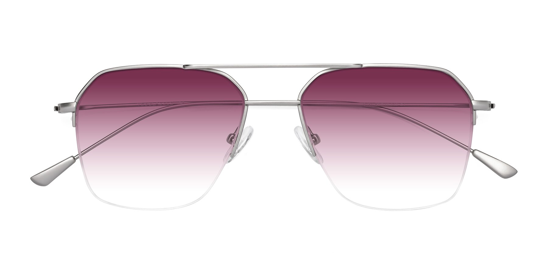 Folded Front of Largo in Silver with Wine Gradient Lenses