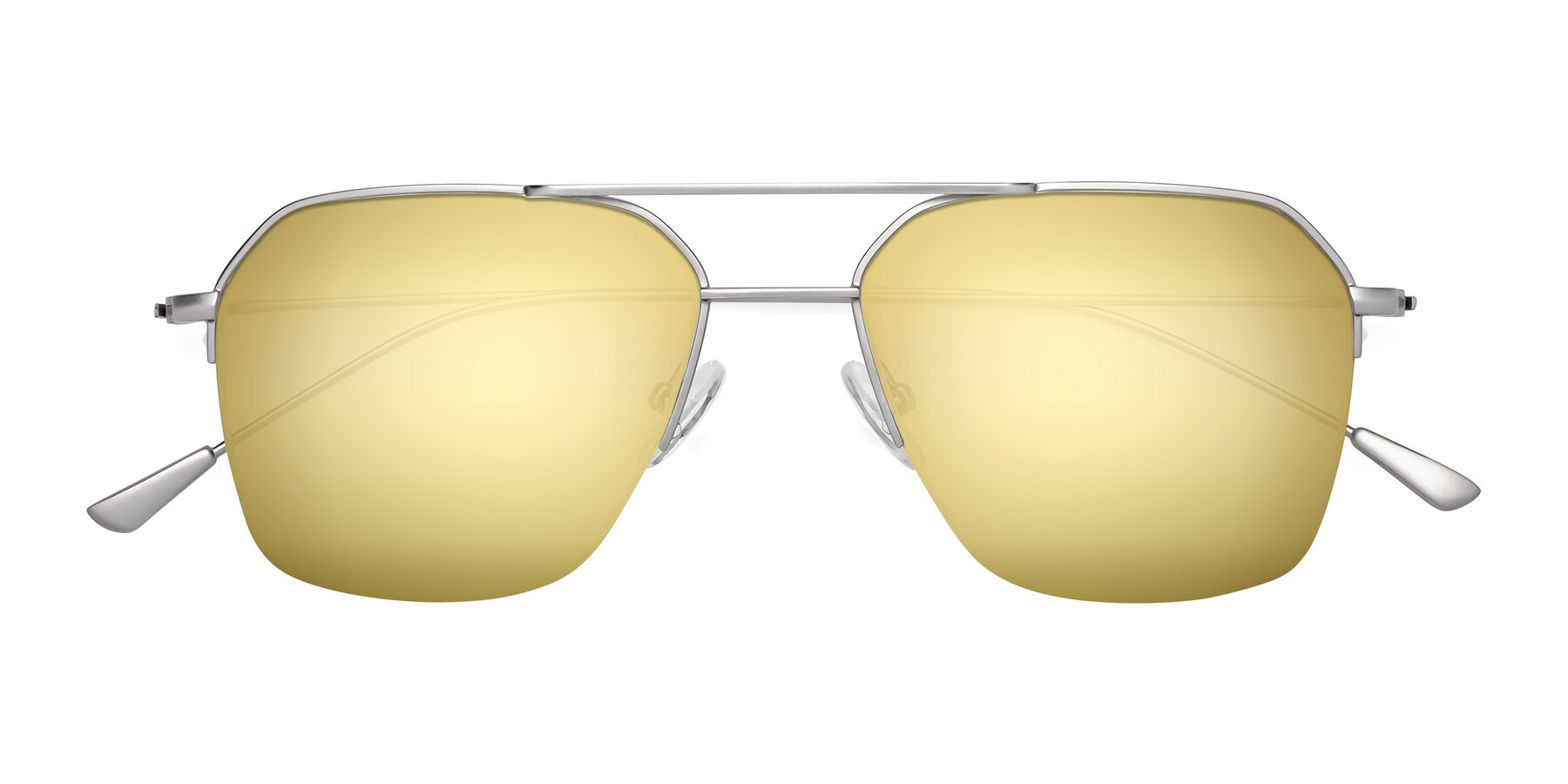Folded Front of Largo in Silver with Gold Mirrored Lenses