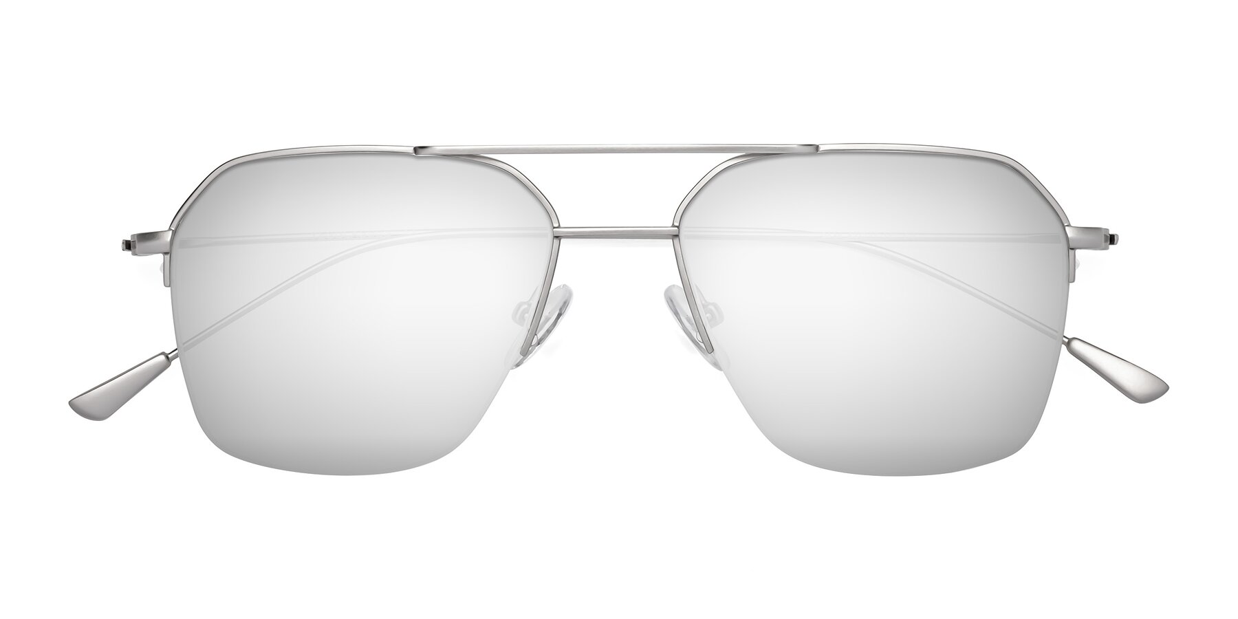 Folded Front of Largo in Silver with Silver Mirrored Lenses