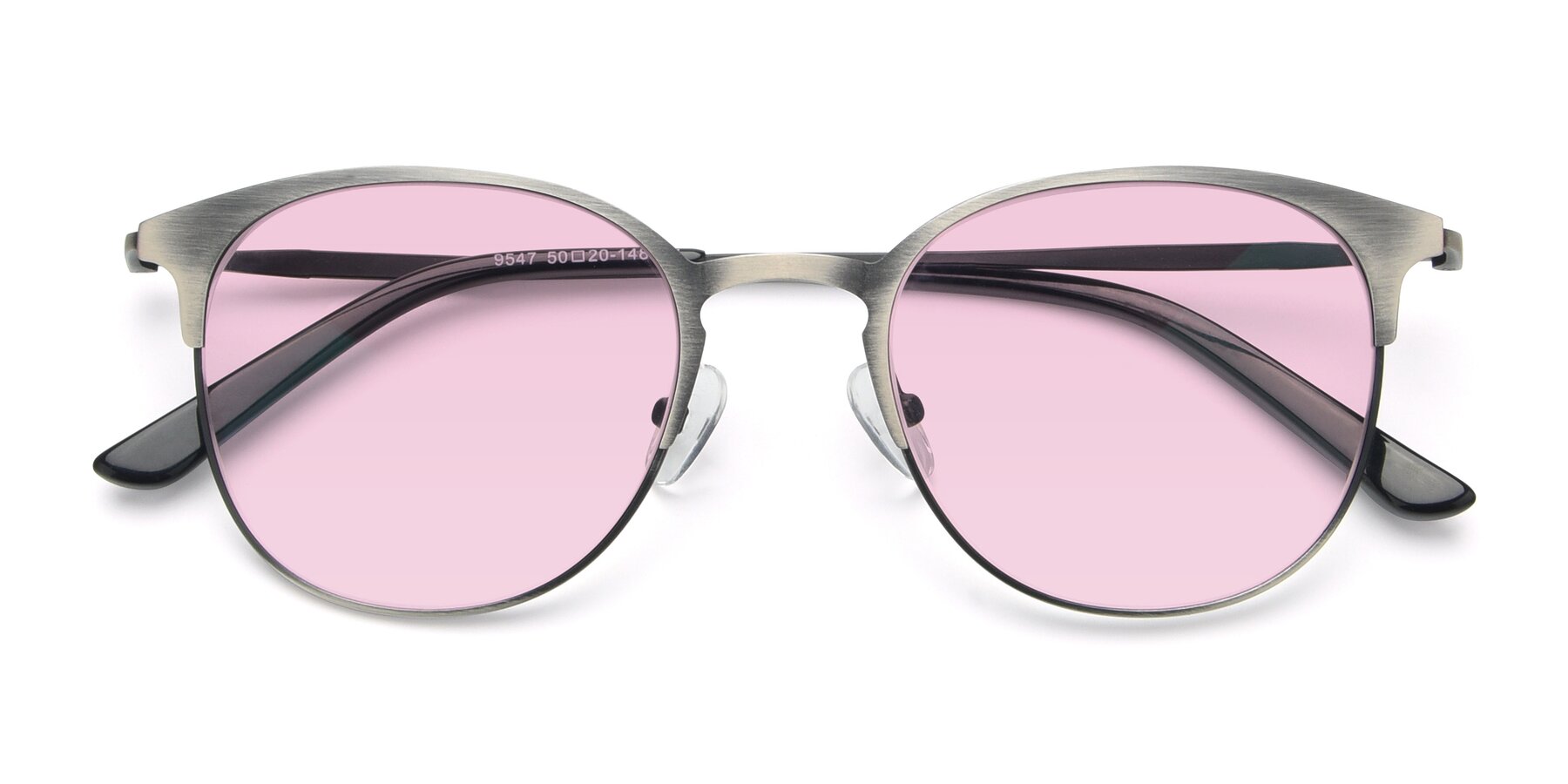 Folded Front of 9547 in Antique Gunmetal with Light Pink Tinted Lenses