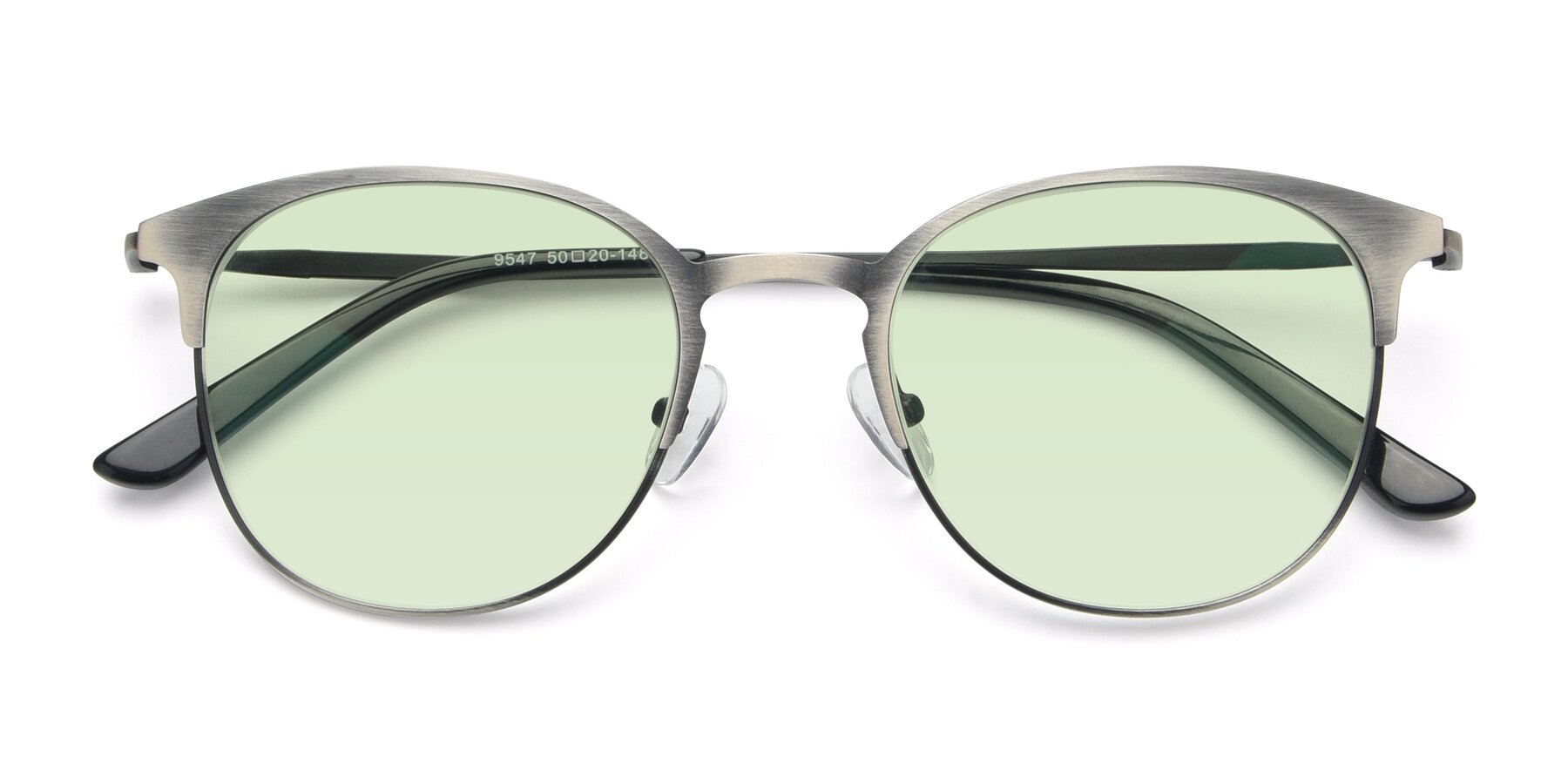 Folded Front of 9547 in Antique Gunmetal with Light Green Tinted Lenses