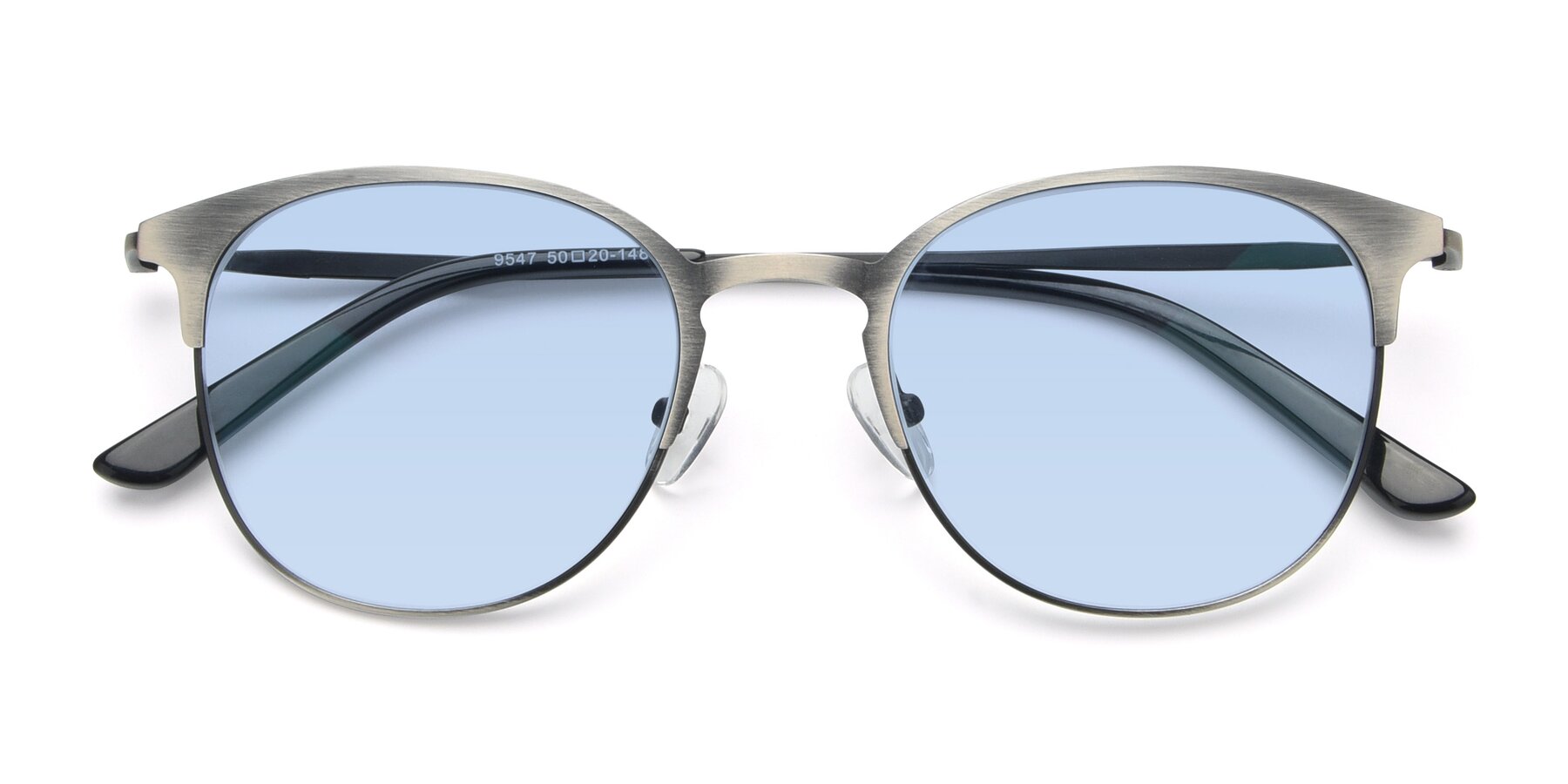 Folded Front of 9547 in Antique Gunmetal with Light Blue Tinted Lenses