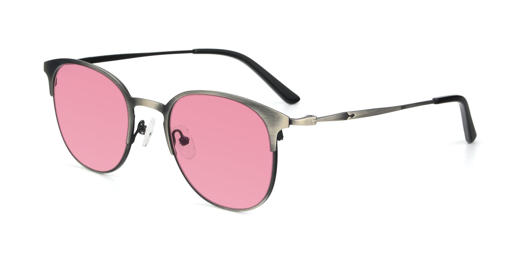 Angle of 9547 in Antique Gunmetal with Pink Tinted Lenses
