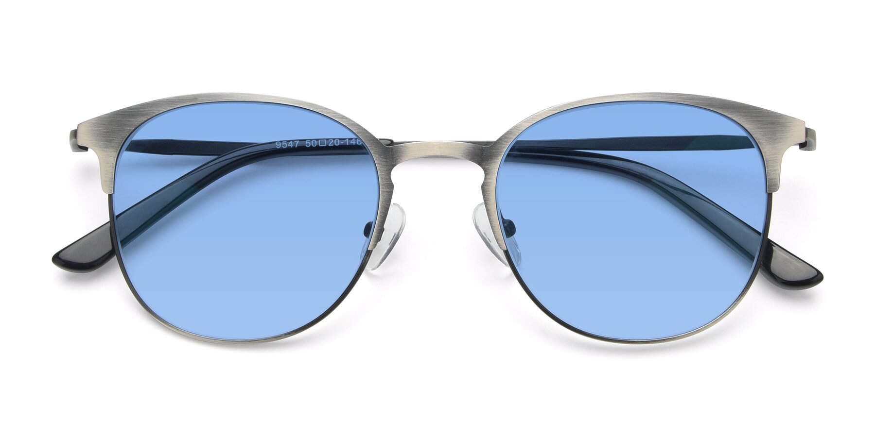 Folded Front of 9547 in Antique Gunmetal with Medium Blue Tinted Lenses
