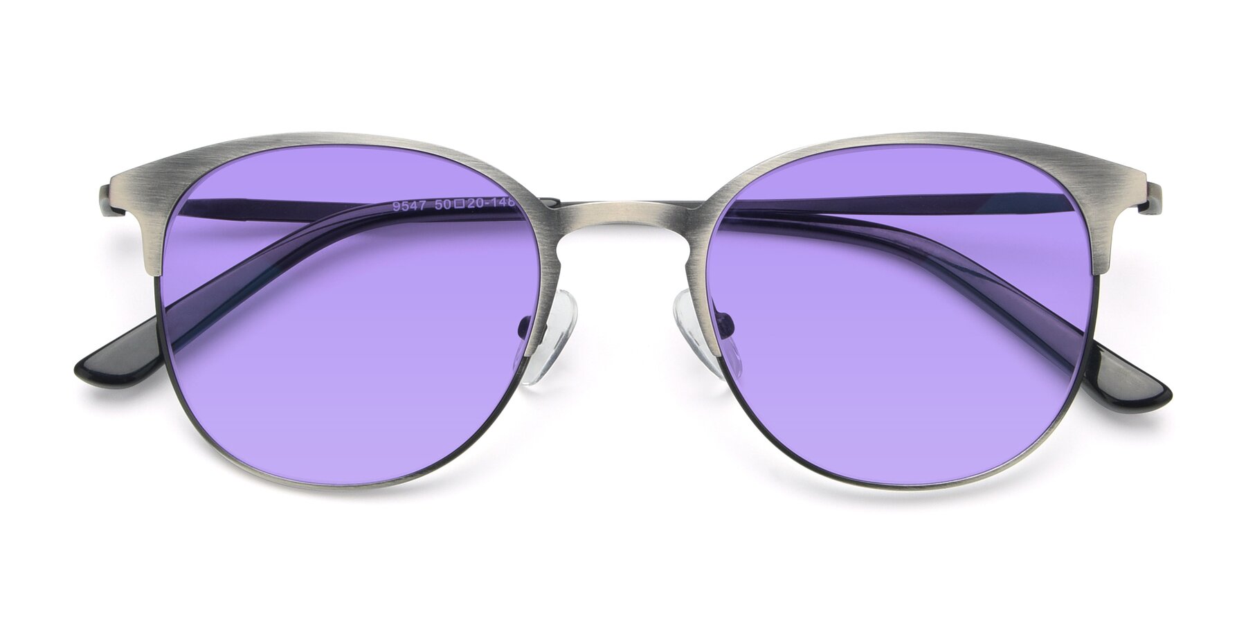 Folded Front of 9547 in Antique Gunmetal with Medium Purple Tinted Lenses
