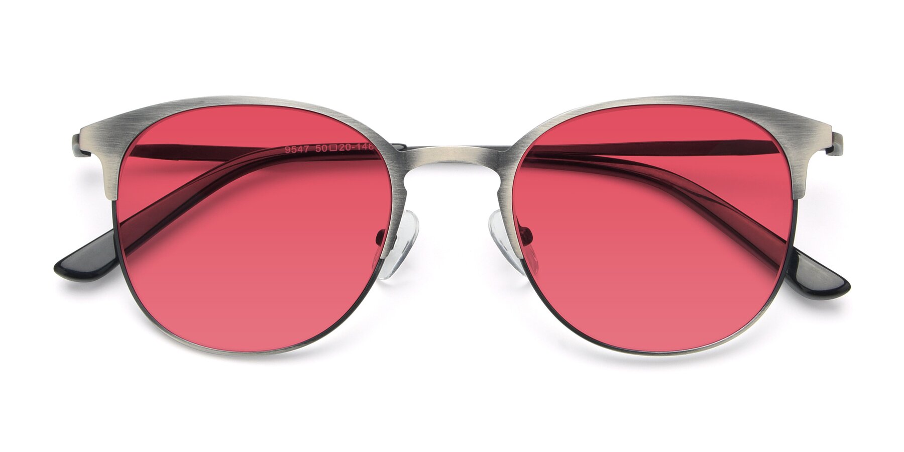 Folded Front of 9547 in Antique Gunmetal with Red Tinted Lenses