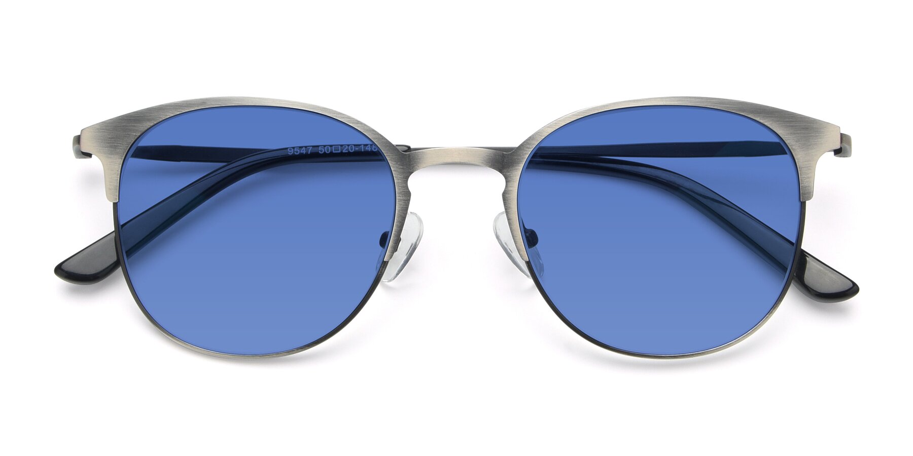 Folded Front of 9547 in Antique Gunmetal with Blue Tinted Lenses