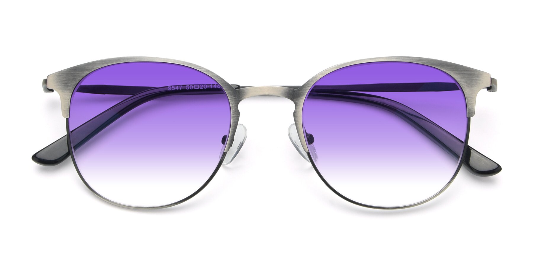Folded Front of 9547 in Antique Gunmetal with Purple Gradient Lenses