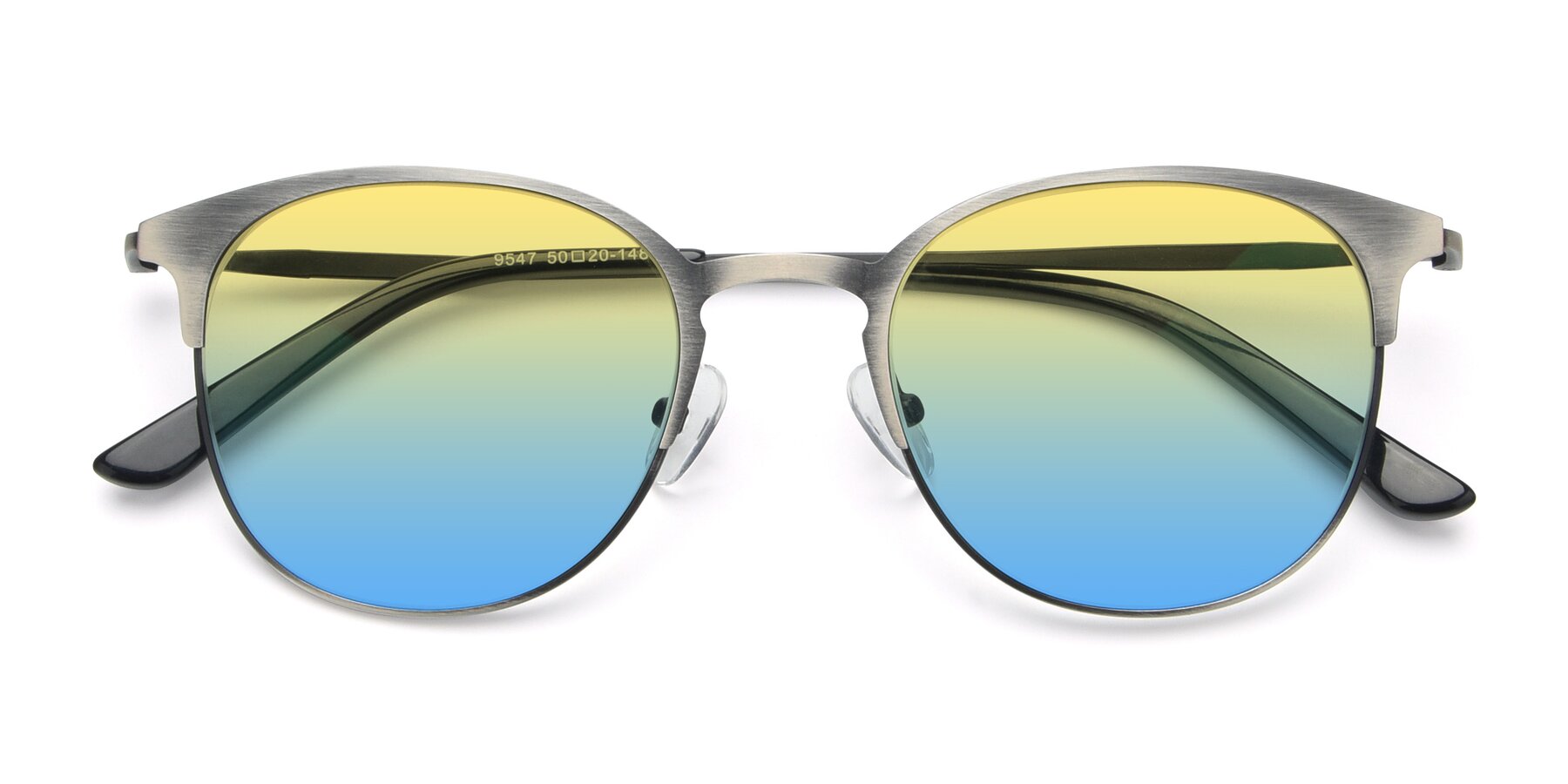 Folded Front of 9547 in Antique Gunmetal with Yellow / Blue Gradient Lenses