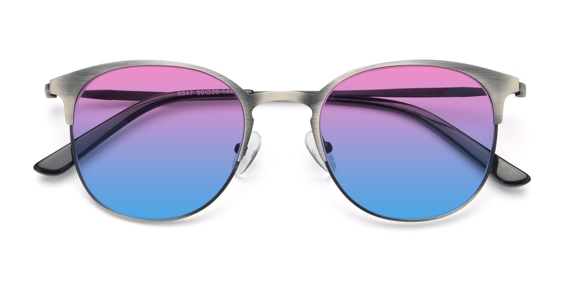 Folded Front of 9547 in Antique Gunmetal with Pink / Blue Gradient Lenses