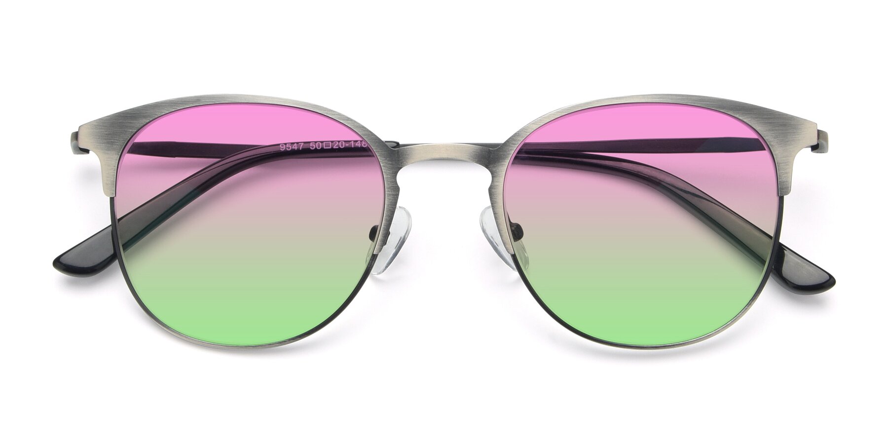 Folded Front of 9547 in Antique Gunmetal with Pink / Green Gradient Lenses